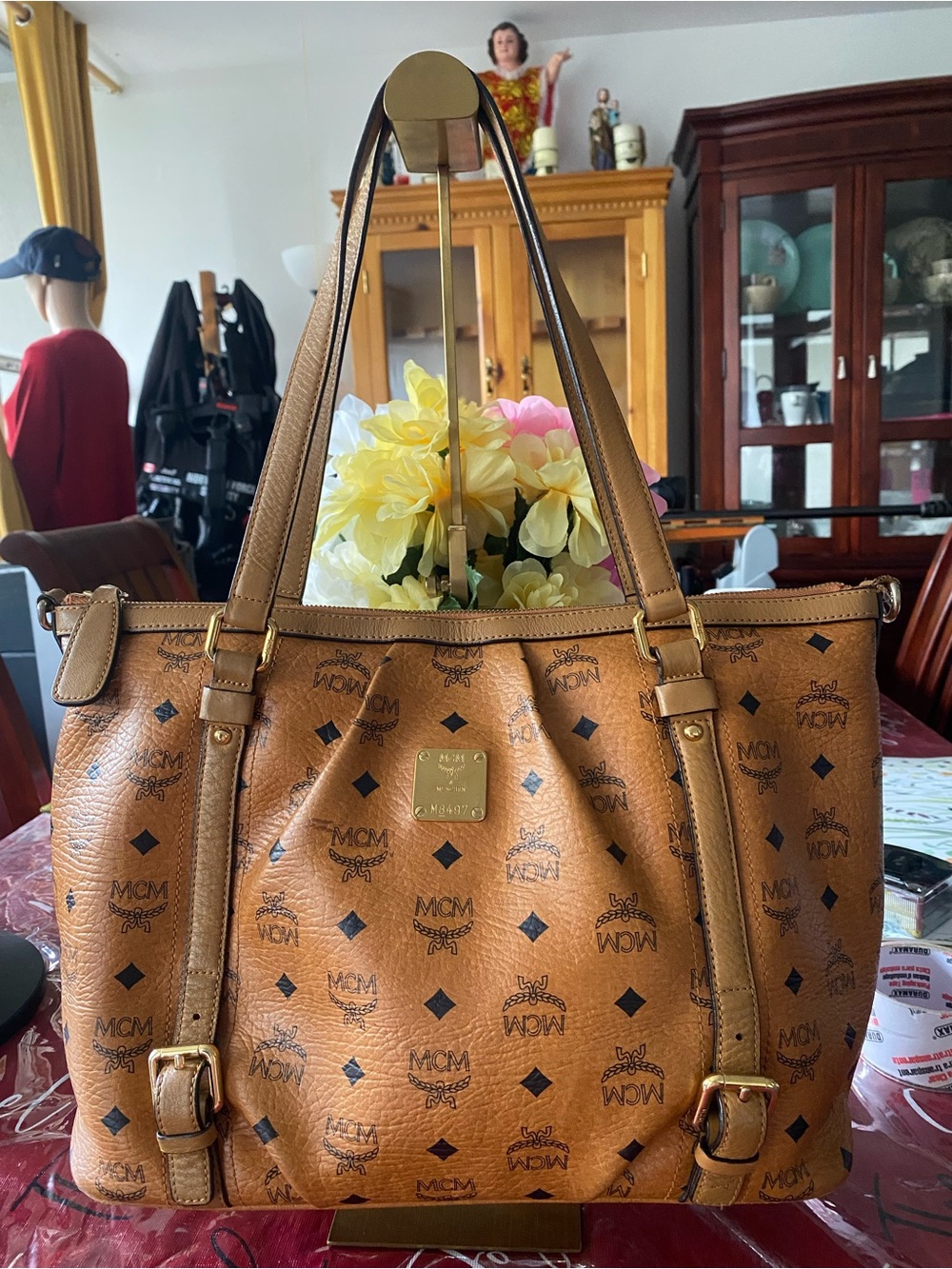 MCM Visetos Cognac Mini Tote Shoulder Bag